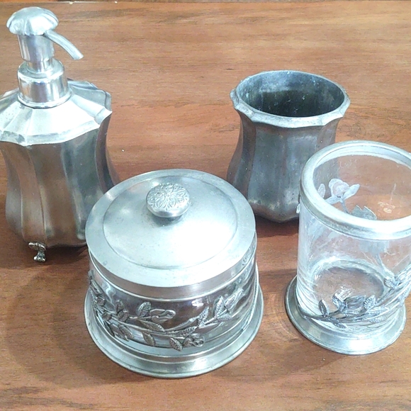 Labrazel Rose Pewter Bathroom Canister - Picture 2 of 6